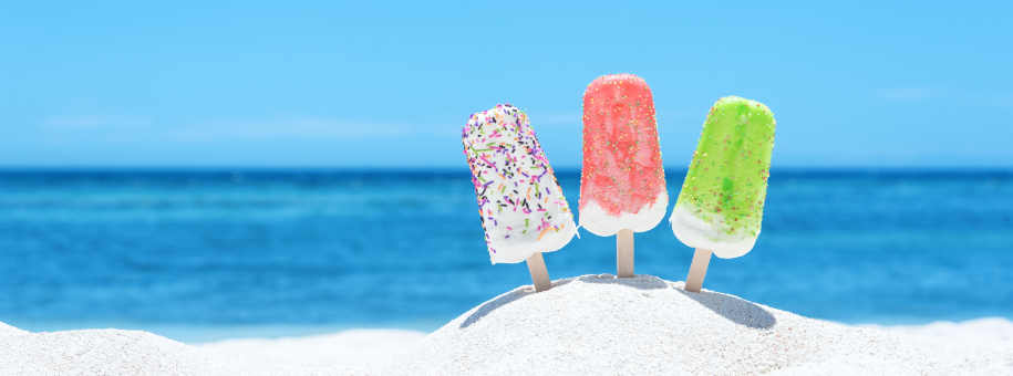 Summer beach scene with ice lollies