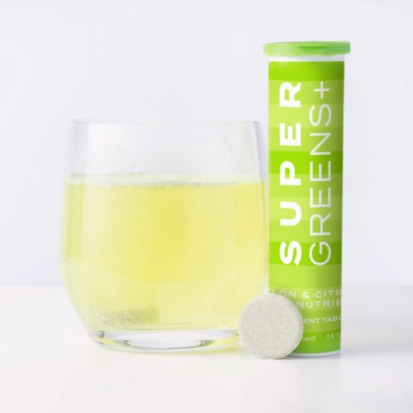 Supergreens-28-angle;Supergreens-28-front;SuperGreens-tube;Super-greens-annotated-tablet